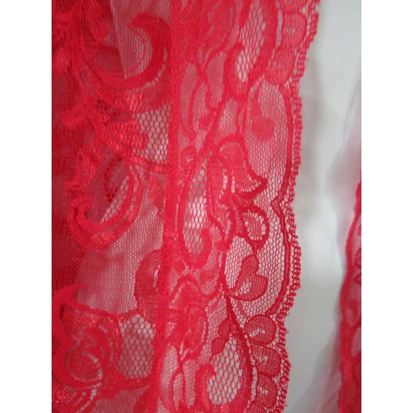 Shirley of Hollywood Red Lace Short Robe Ladies Small Vintage EUC USA Made - Picture 6 of 12